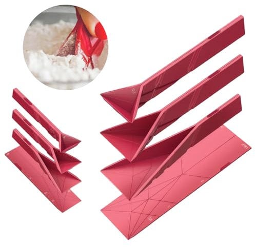 Polygons Measuring Spoon,Flat Measuring Spoon,Folding Measuring Spoon,Including One Large and One Small,Three-in-One Design,Magnetic Design,for Cooking and Baking Liquids (Red)