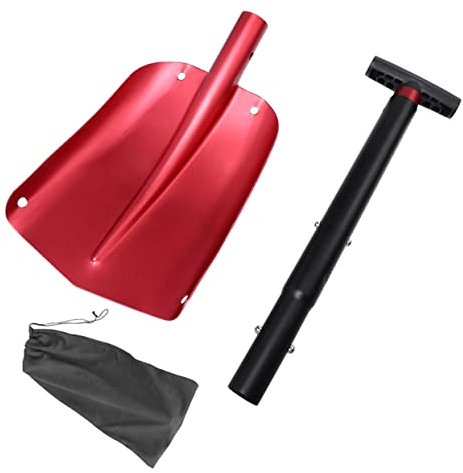 DECOMELODY Schneeschaufel Outdoor Werkzeug autozubehör pkw zubehör Faltschaufel für Auto Hartmetall Schaufel zum Entfernen aus Aluminium Schaufel eines Einsatzfahrzeugs Aluminiumlegierung rot