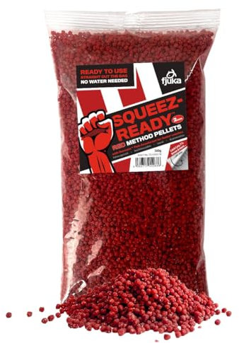 Fjuka Red Squeez-Ready Method Pellet 500 g | fertig vorbereitet 2 mm | Karpfen, F1s, Schleie, Brassen
