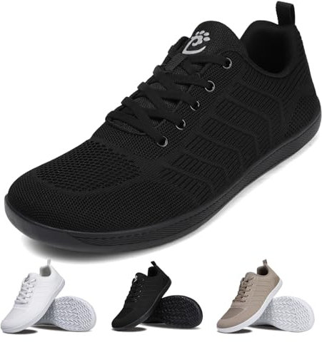 WEXITO Barefoot Femme Chaussures Minimalistes Homme Pieds Larges Nus Baskets Shoes Fitness Orthopedique Marche Sport Deadlift Légères Respirant Antidérapant Noir 40