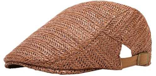 Sombrero de paja para hombre, gorra plana del Reino Unido, casual, boina vintage, protección UV, para el día del padre, para el día del padre, gorra de hiedra de pato, café, Talla única