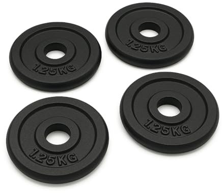FLG Cast Iron Weight Plates Set – Barbell Plates 1.25KG to 10KG – Standard 1-Inch Hole – Strength Training for Home & Gym (1.25KG x4)