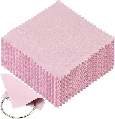 30PCS Jewellery Cleaning Cloth - Silver Polishing Cloth - Reusable Jewelry Cleaner - Soft Cloth for Gold Silver Pearl Watch Platinum - 8x8cm (Pink)