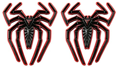 2 x Spider-Embleme, Auto-Aufkleber, 3D-Aufkleber, Ersatz für Can Am Spyder F-150 Silverado Sierra RAM Black Widow Edition (Schwarz/Rote Linie)