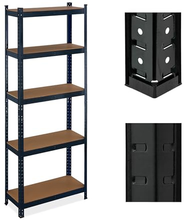 Relaxdays 2 x Schwerlastregal, 5 Ebenen, HBT: 180x70x30 cm, 500 kg Tragkraft, Stahl, Lagerregal für Keller & Garage, schwarz