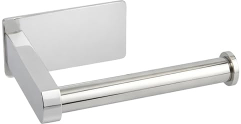 Self Adhesive Toilet Roll Holder Wall Mounted, 304 Stainless Steel Toilet Paper Holder No Drilling Stick on Loo Roll Holder Strong Adhesive Waterproof Rustproof - Chrome Silver