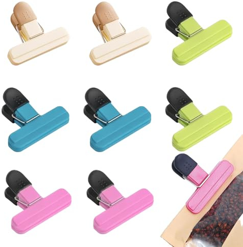 YIPFEN 8 Clip di Chiusura riutilizzabili, Clip per Sacchetti e richiudibili per confezionare Dolci e Snack, per Mantenere Il Cibo Fresco (Colorati)
