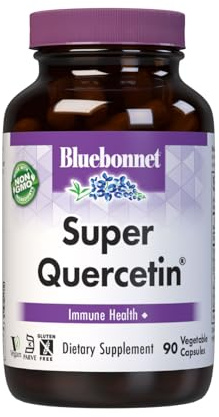 Bluebonnet BB-553 Nutrition Super Quercetin Vegetable Capsules, Vitamin C Formula, Best for Seasonal & Immune Support, Non GMO, Gluten Free, Soy Free, Milk Free, Kosher, White, 90 Count (Pack of 1)