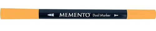 Tsukineko Memento Dual Tip Art Markers Orange, Tangelo, Vibrant Colouring Pen for Artists, Archival, Water-resistant, for Stamping, Calligraphy, Water Colouring, Embossing, and Mixed Media