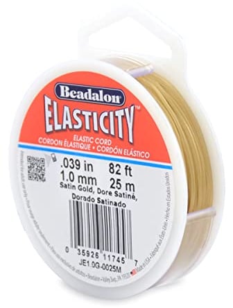 Beadalon Elasticity Bead String - Bracelet Cord, 1.0 mm/25 m, Satin Gold