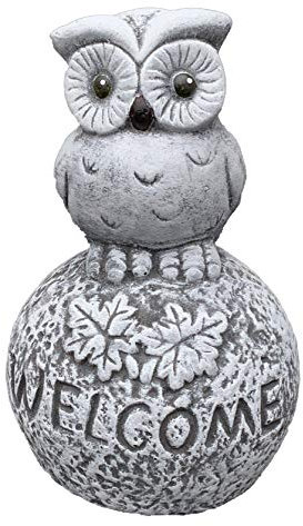 Stone and Style Steinfigur Eule auf Kugel Welcome frostfest Gartenfigur