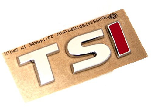 Volkswagen Original VW TSI Schriftzug, rote Buchstaben, aufklebbar, Chrom (TSI (nur I rot))