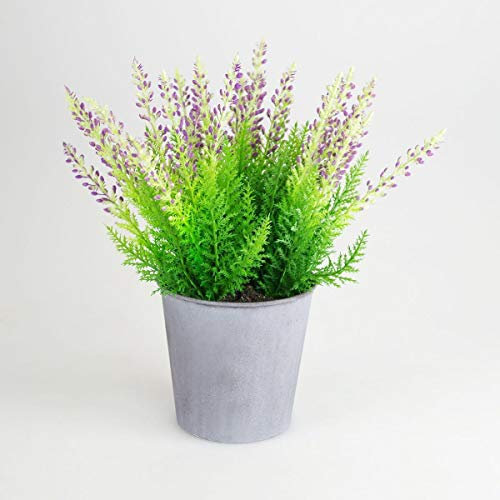 Heidekraut künstliche Erika 31cm getopft Zinktopf versch. Farben Dekopflanze, Farbe:lila