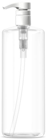 Flacon Pompe Vide pour shampooing, 1 Litre, sans BPA, Cylindre en Plastique (PETE1)
