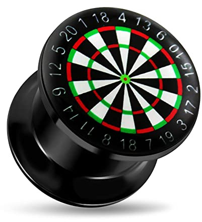 Dart Board Logo interne Gewinde Doppel ausgestellte schwarz UV Acryl Messgerät Ohr Piercing Plug