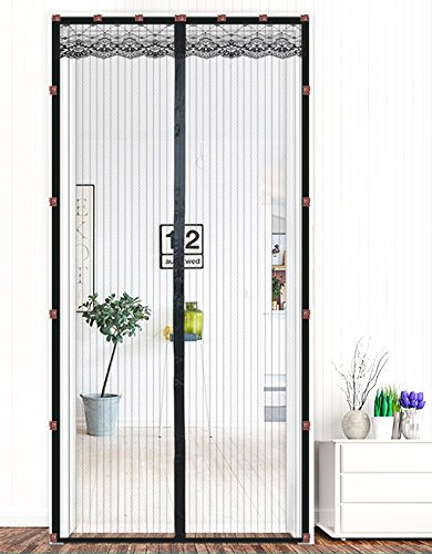 LIVEINU Magnet Fliegengitter Tür Insektenschutz Mit Klebstoff-Clip Magnetvorhang Klebmontage Ohne Bohren Moskitonetz Für Balkontür Wohnzimmer Schiebetür Terrassentür Schwarz 100x220cm