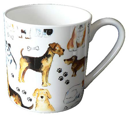 Dog Chintz Pint Mug - Bone China Mug Decorated All Round with Fun Dog Chintz