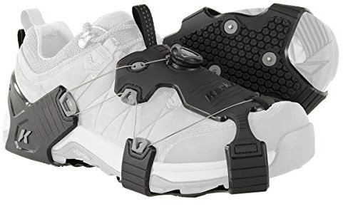 Korkers Ice Walker Ice Cleats – leicht und langlebig – 22 austauschbare Stahlspikes (Schwarz/Grau, Medium)
