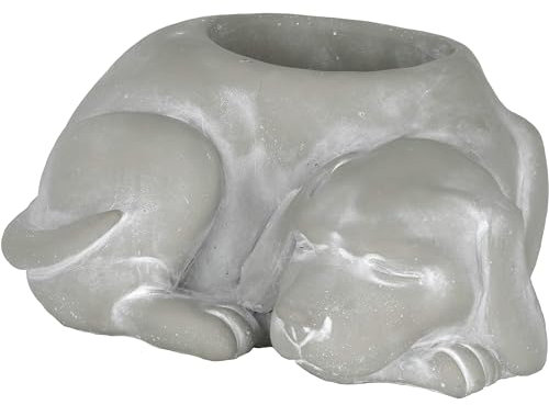Classic Home and Garden Cement Buddies - Maceta para Interiores y Exteriores con Orificio de Drenaje, Perro Dormido, pequeña, Gris Natural, 7 Pulgadas