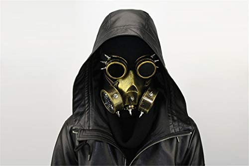 Ulalaza a Masque à Gaz Rétro Gothique Punk Zombie Soldats Crâne Pour Halloween et Cosplay, Doré, Taille Unique