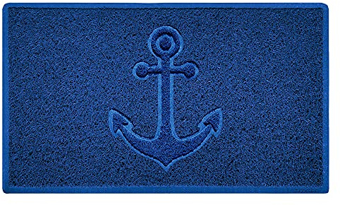 Nicoman Anchor Embossed Shape Door Mat Dirt-Trapper Washable Barrier Doormat-(Use Indoor or Sheltered Outdoor)-(75x44cm/29.5x17.3inches,Medium) Blue