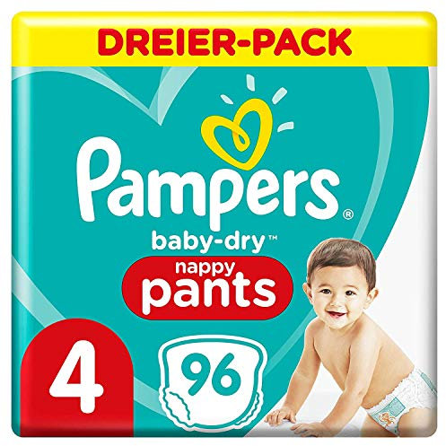 Pampers Windeln Pants Größe 4 (9-15kg) Baby Dry, 96 Höschenwindeln, Einfaches An- und Ausziehen, Zuverlässige Trockenheit