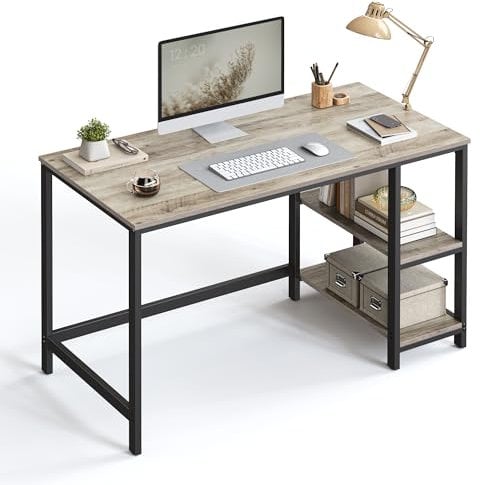 VASAGLE Tisch, Computertisch, Bürotisch, 120 x 60 x 76 cm, moderner Stil, für Arbeitszimmer, Schlafzimmer, Wohnzimmer, Greige-schwarz LWD47MB
