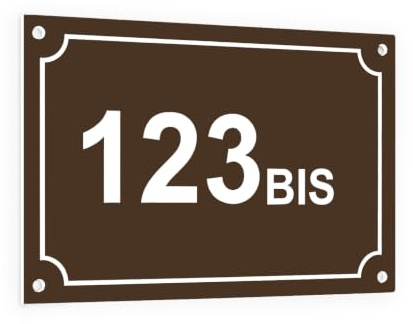 Personalisierbares Hausnummernschild, selbstklebend, 15 x 10 cm, Braun