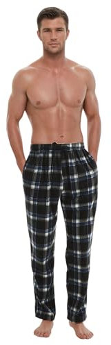 Pantaloni da Pigiama da Uomo in Pile a Quadri, Pantaloni da Pigiama da Salotto (Blu A Scacchi, XXL)