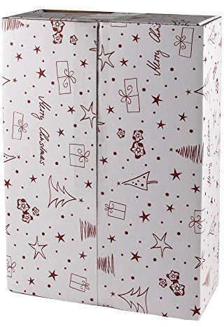 5 Stück/Set. Wein Versandkarton Weihnachten für 3 Flaschen Weiß/Rot, mit Einlage & Deckel, DHL zertifiziert