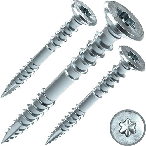 INNONEXXT® Lot de 100 vis d'ajustement de qualité supérieure - 6 x 70mm, T30 - Bleu galvanisé - Acier - Rainures de fraisage - Pointe coupée, Tête fraisée, Filetage anneau et filetage à bois