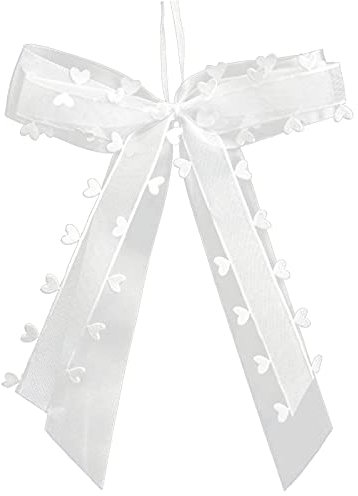 Ourdort 30 Stück Autoschleifen Antennenschleifen,Schleifen Hochzeit,Hochzeit Deko Schleifen,Geschenk Schleife,Autoschleifen Weiß mit Herzen,Verwendet für Hochzeits,Autoschmuck,Zuckerbeutel(30)