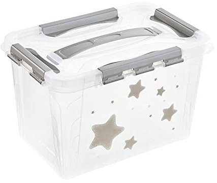 keeeper Stars Aufbewahrungsbox mit Deckel, Dreh- und stapelbar, Für Kinder, 6,6 l, kaja, Cosmic Grau