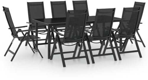 vidaXL Gartenmöbel Set 9-TLG. Gartengarnitur Sitzgarnitur Sitzgruppe Gartenset Gartentisch Gartenstuhl Tisch Stühle Aluminium Anthrazit