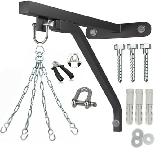 Heavy Duty Punch Bag Wall Bracket Steel Mount Hanging Stand Boxing Hanger with Chain & Gripper