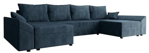 Mirjan24 Ecksofa Chione U Cord mit Bettkasten und Schlaffunktion, 4 Sitzer Eckcouch, U-Form Sofa für Wohnzimmer, symmetrisches Ecksofa, Polsterecke mit Bettfunktion, Wohnlandschaft (Poso 05)