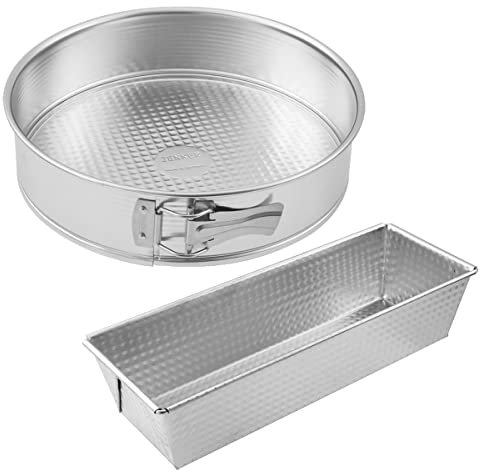 Zenker Baking Tins Silver Set 2 Moldes de Repostería, contiene 1 Molde Redondo Desmontable de 1 Fondo 26 cm y 1 Molde Rectangular 25 cm, Acero Estañado