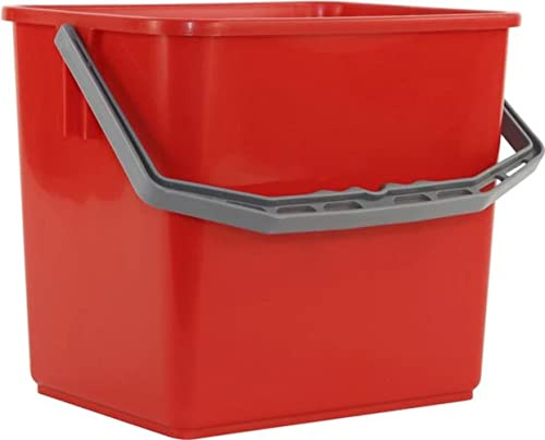 Synx Tools Putzeimer eckig 6 Liter Rot – Stabiler Werkzeug Eimer & Haushaltseimer für Werkwagen, Mopwagen und Reinigungswagen, Kunststoff Eimer mit Griff, Wascheimer für Fliesen und Böden