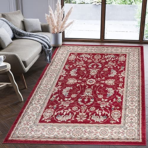 Mazovia Groß Teppich Flur 300x400cm Rot Klassisch Traditionell Weich | Teppich für Eingangsbereich Küche Büro Wohnzimmer Schlafzimmer Pflegeleicht Fußbodenheizungsgeeignet Mittelflor Synthetisch