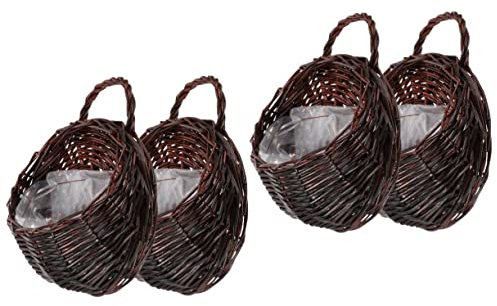 Cabilock 4stücke Hängender Blumenkorb Aus Geflochtenem Rattan Für Wanddekoration Für Pflanzen Blumen Vielseitig Einsetzbar Als Aufbewahrungskorb Oder Deko-Element Für Zuhause Garten