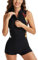 Ecupper Damen Badeanzug Ärmellos Einteiler Bademode Swimsuit Für Surfen Schwimmen Schwarz-1 XXL