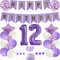 Yunchu Online 12. Geburtstag Dekoration Mädchen Lila Tortendeko Geburtstag Lila White Party Deko 12. Geburtstag Party Deko 12 Geburtstag Mädchen Junge Deko Geschenk 12 jahre Geburtstag Deko Ballon