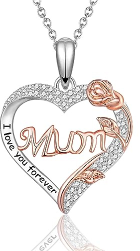 VOSAP Gifts for Mum Daughter Nana, S925 Sterling Silver Chain Rose Necklace | Perfect Christmas Mother’s Day Graduation Birthday Gifts