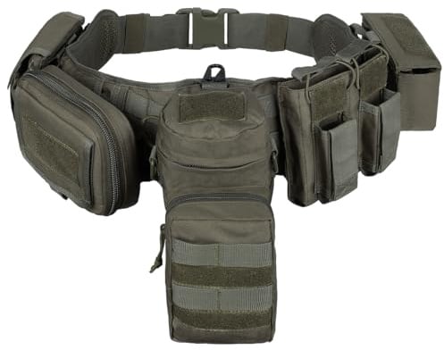 YAKEDA 5 in 1 taktische Duty gepolsterte Gürtel für Law Enforcement Modular Heavy Equipment Police Duty Utility Gürtel mit Taschen (Army Green)