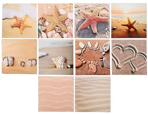 HOMSFOU 24pcs Summer Beach Themed Peel and Stick Wall Tile Self-Adhesive Backsplash Tile Decals Kitchen Oil-Proof Wall Sticker for Bathroom Decor