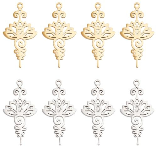 UNICRAFTALE 12 Stk 2 Farben Lotus Anhänger Metall Lotusblüten Anhänger Edelstahl Anhänger Sommer Yoga Anhänger Lotus Charms Metall Mini Anhänger Für DIY Halskette Armband Ohrringe Schmuckherstellung