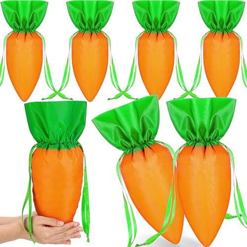 Cosblank Osterkarotten-Geschenktüte mit Kordelzug, 20 x 38 cm, Osterbeutel, Leckerli-Geschenktüten für Frühling, Osterkorb, Füller, Eiersuche, Outdoor-Partyzubehör (6 Stück)
