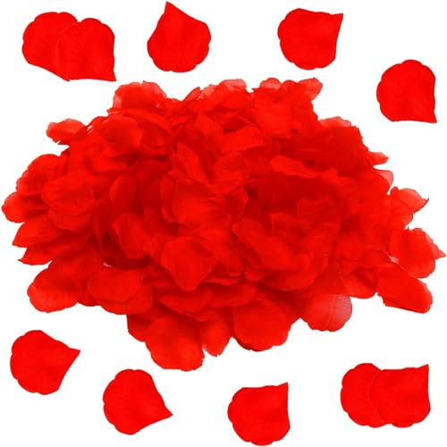 4000Pcs Artificial Fake Red Rose Petals, Romantic Silk Flower Petals Confetti for Bedroom Bed Wedding Valentine's Day ​Propose Decor
