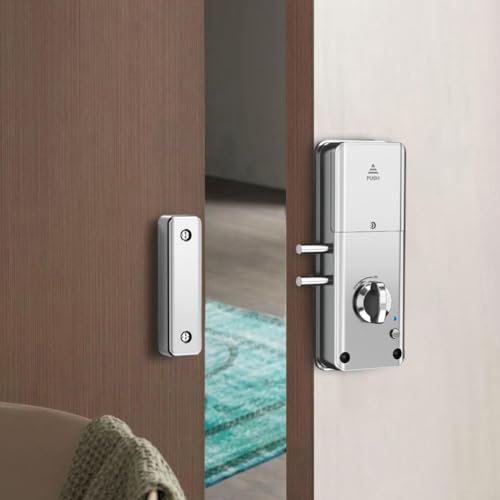 SPORTARC Serrure de porte invisible Tuya, serrure électronique intelligente, carte d'application/déverrouillage de l'application, serrure de porte invisible (argenté)