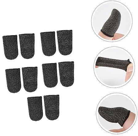 OSALADI Fingerschutz für Daumen 10 Stück Atmungsaktive Elastische Schwarze Fingerhülle für Gaming-telefon